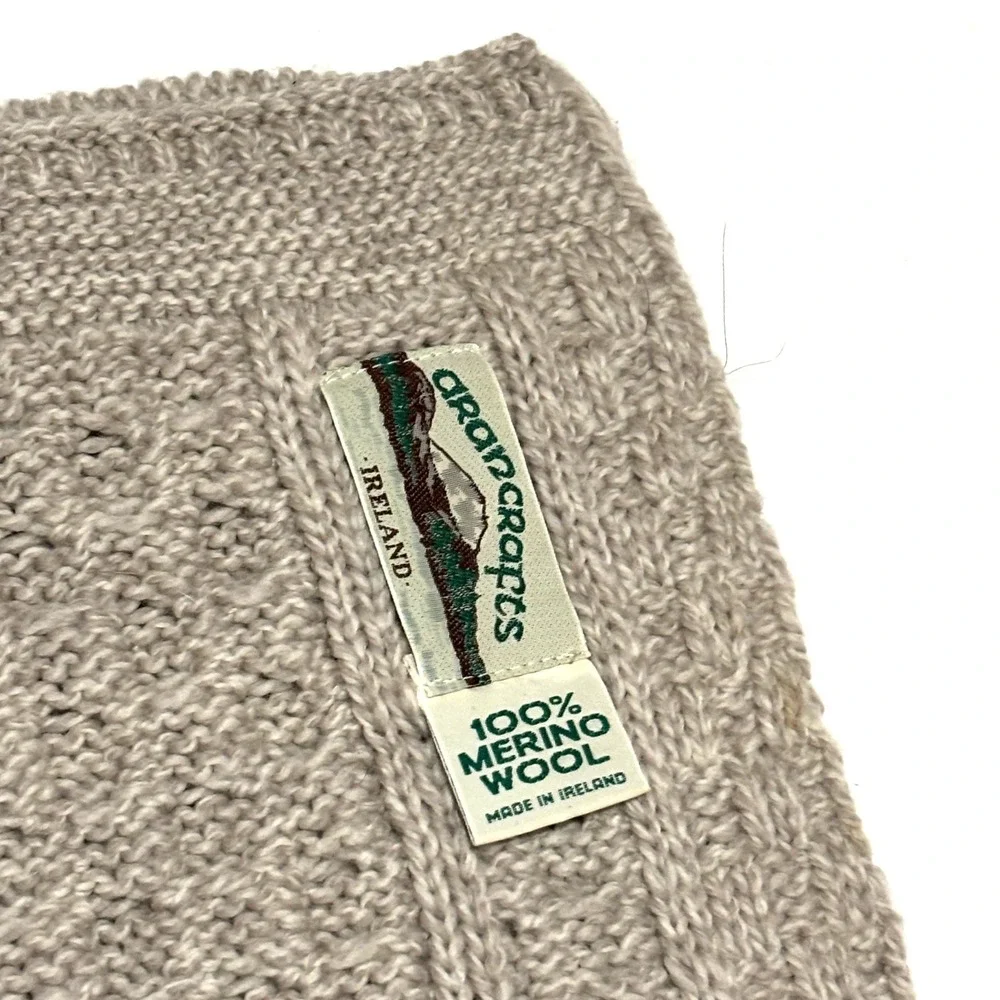 Aran Crafts Scarf Unisex OS Beige 100% Merino Wool Made in Ireland